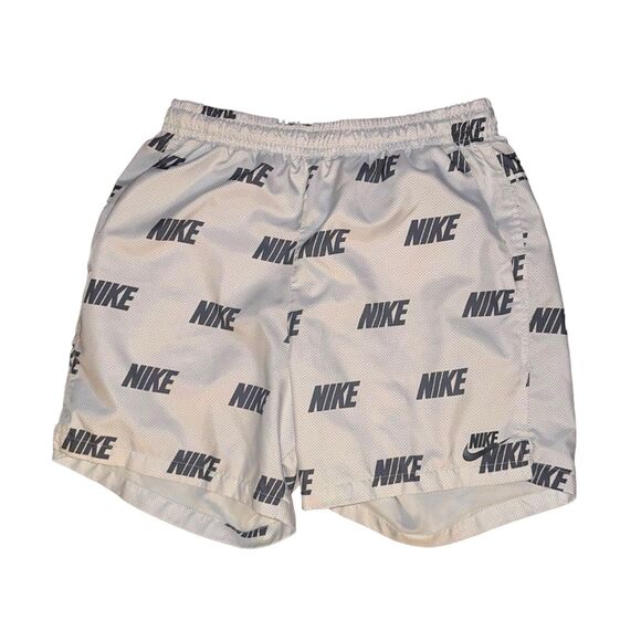 Nike Vintage Rare Sportswear Club Woven Track Shorts Nylon Logo Print White M - Picture 5 of 10